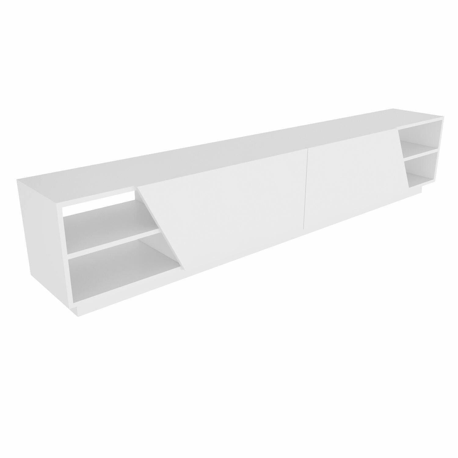 Mobile porta TV Dpazienz, Credenza da soggiorno, Armadio basso per TV, Base parete attrezzata, 240x37h47 cm, Bianco