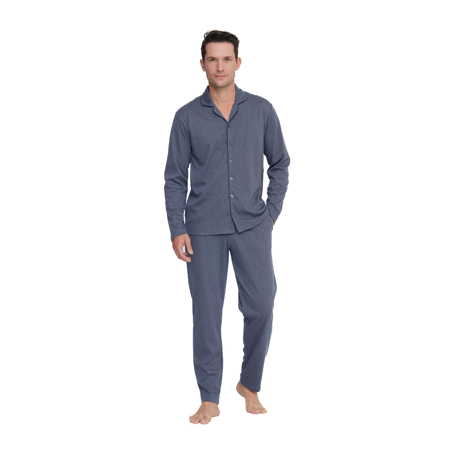 Pigiama uomo brooklyn in caldo cotone aperto davanti Noidinotte