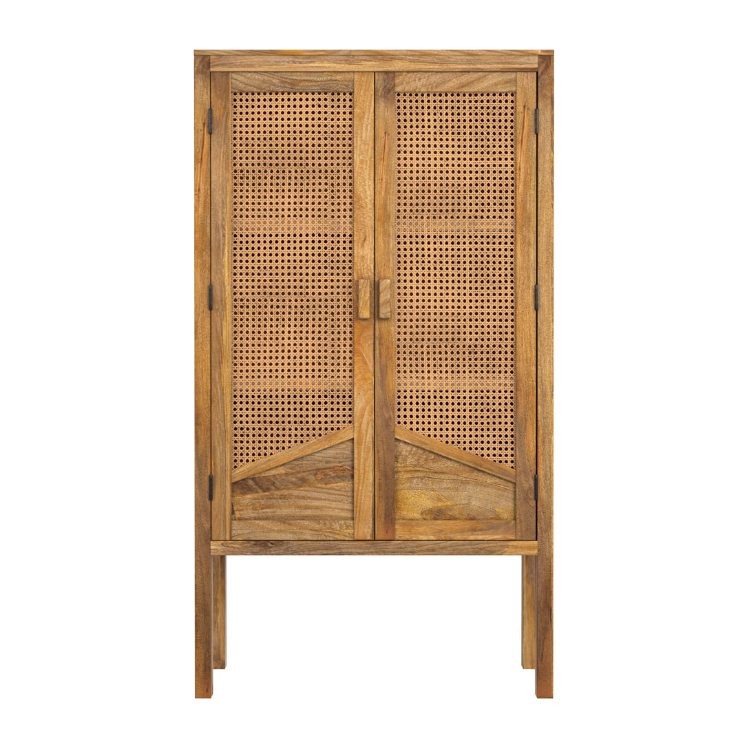 Armoire Tiki en cannage 2 portes en bois