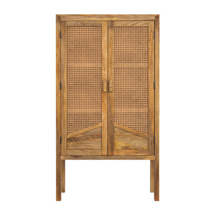 Armoire Tiki en cannage 2 portes en bois