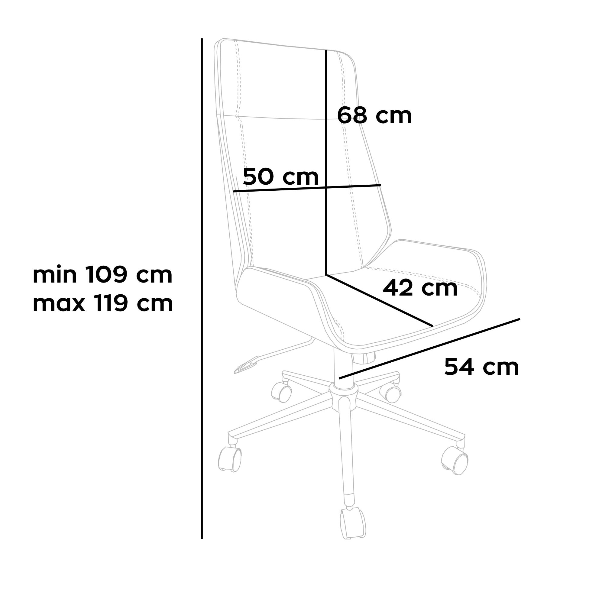 Svezia - Sedia da Ufficio Direzionale 54x109/119x42 cm in legno Parawood e Similpelle Bianco
