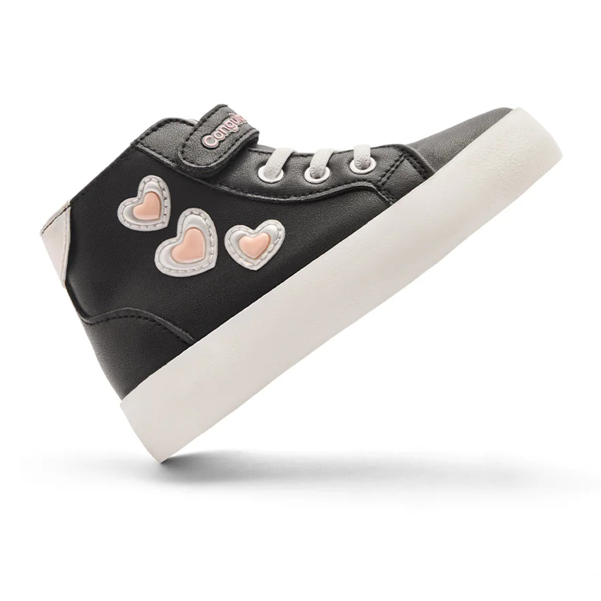 Zapatillas Altas de Niña Estampado Corazones Negros