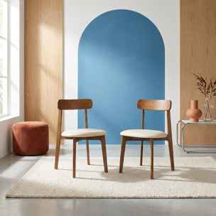 Chaise vintage bois d'hévéa et simili cuir (lot de 2) VICTOIRE