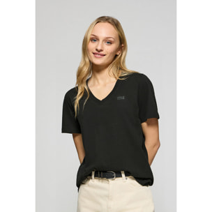 Camiseta Turia negra de acabado peach effect con print engomado Polo Club