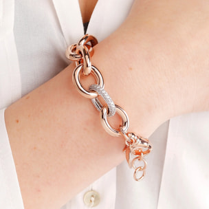 Bracciale Catena Rolo Maxi Maglie con Elemento Pavé in Spinello Nero