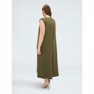 Fiorella Rubino - Vestido largo con escote en V - Verde militare