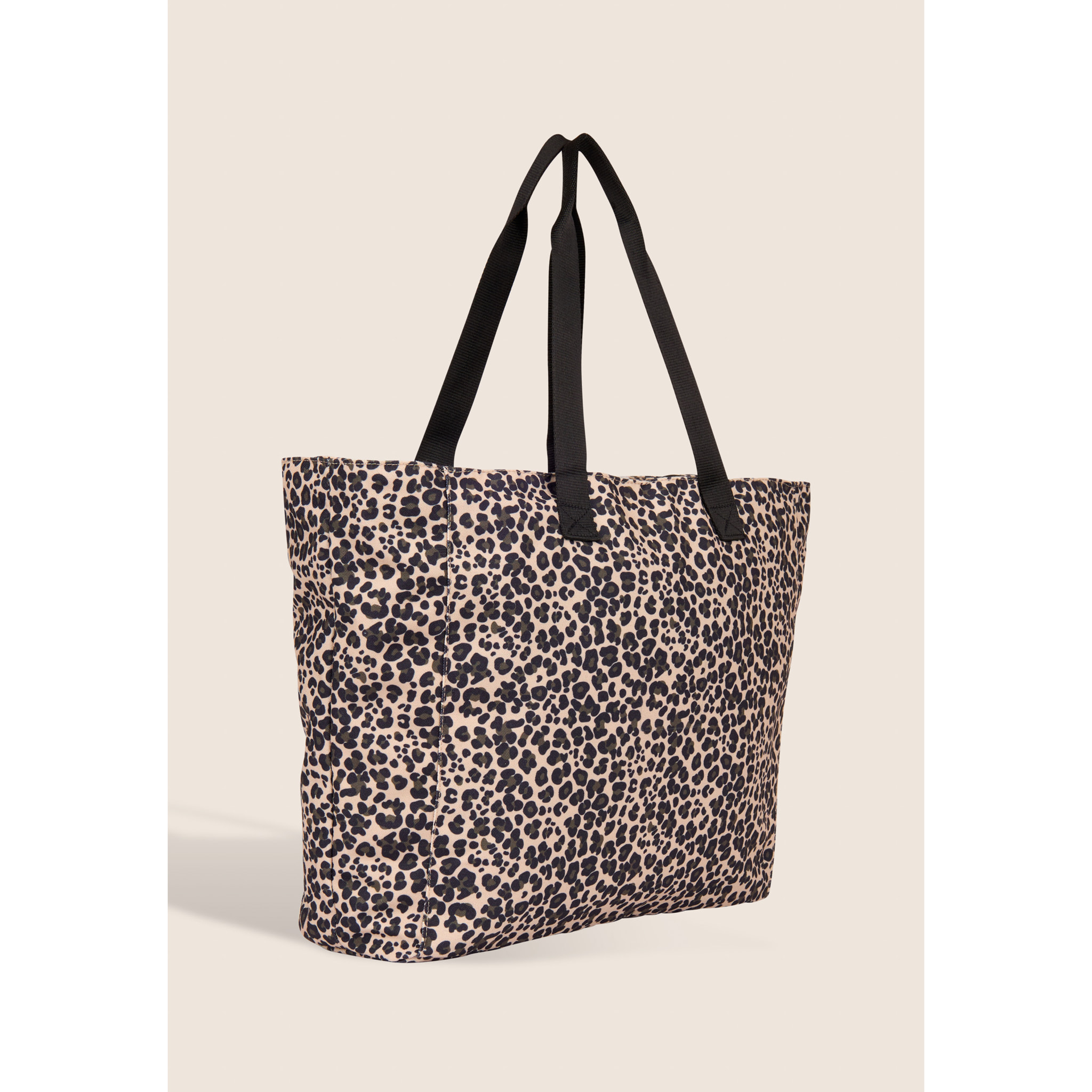 Borsa shopper in canvas animalier con zip e logo FREDDY