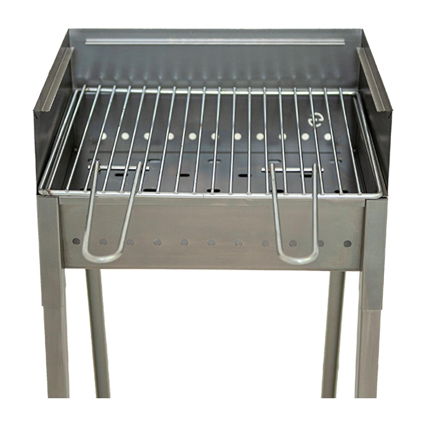 Vesuvio - Barbecue portatile ferro alluminato bbq pieghevole carbonella legna con bruciatore 40x30cm