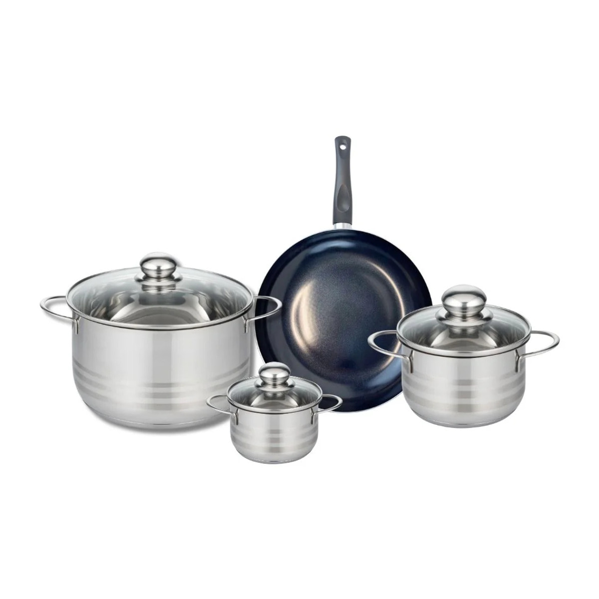 Ensemble de 1 Poêle de cuisson 24 cm et 3 faitouts 12, 16 et 24 cm Elo Prima Brillant