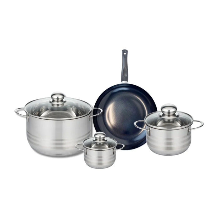 Ensemble de 1 Poêle de cuisson 24 cm et 3 faitouts 12, 16 et 24 cm Elo Prima Brillant