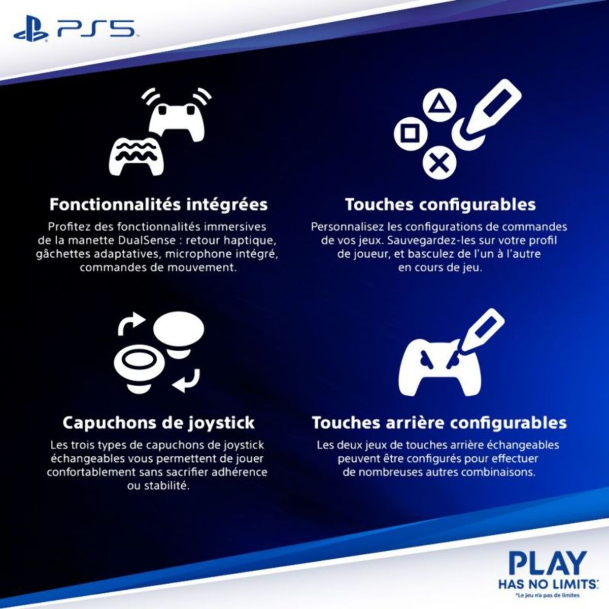 Manette SONY Dualsence Edge PS5 Midnight noir