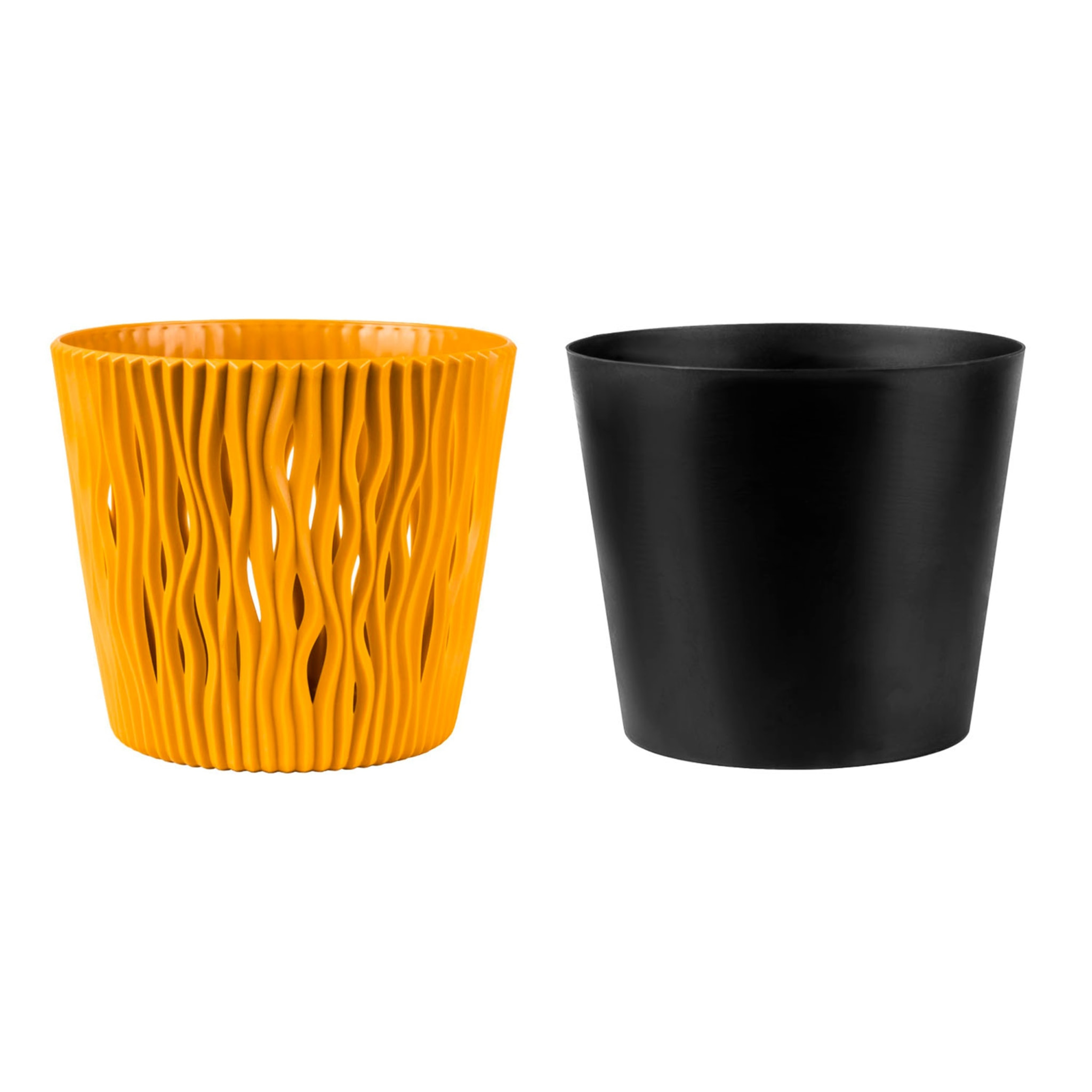 3x maceta redonda de plastico sandy round en color mostaza 15,8 (largo) x 15,8 (ancho) x 13,8 (alto) cm