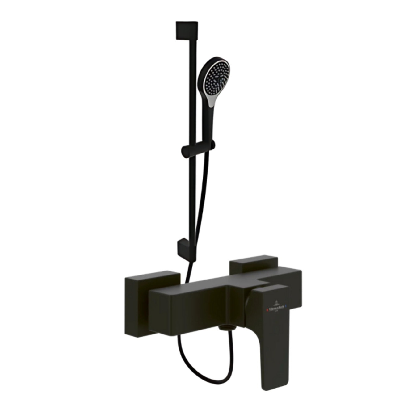 Mitigeur mécanique douche Architectura Square Noir mat + Ensemble de douche Verve Showers 3 jets Noir mat