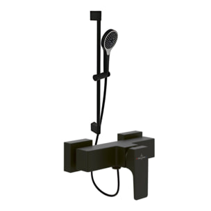 Mitigeur mécanique douche Architectura Square Noir mat + Ensemble de douche Verve Showers 3 jets Noir mat