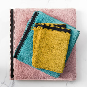 Lot de 2 gants de toilette "Joia" - coton 550 gr/m² - jaune moutarde 15x21 cm