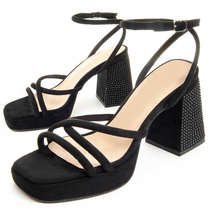 Sandalias De Tacón - Negro - Altura: 10 cm