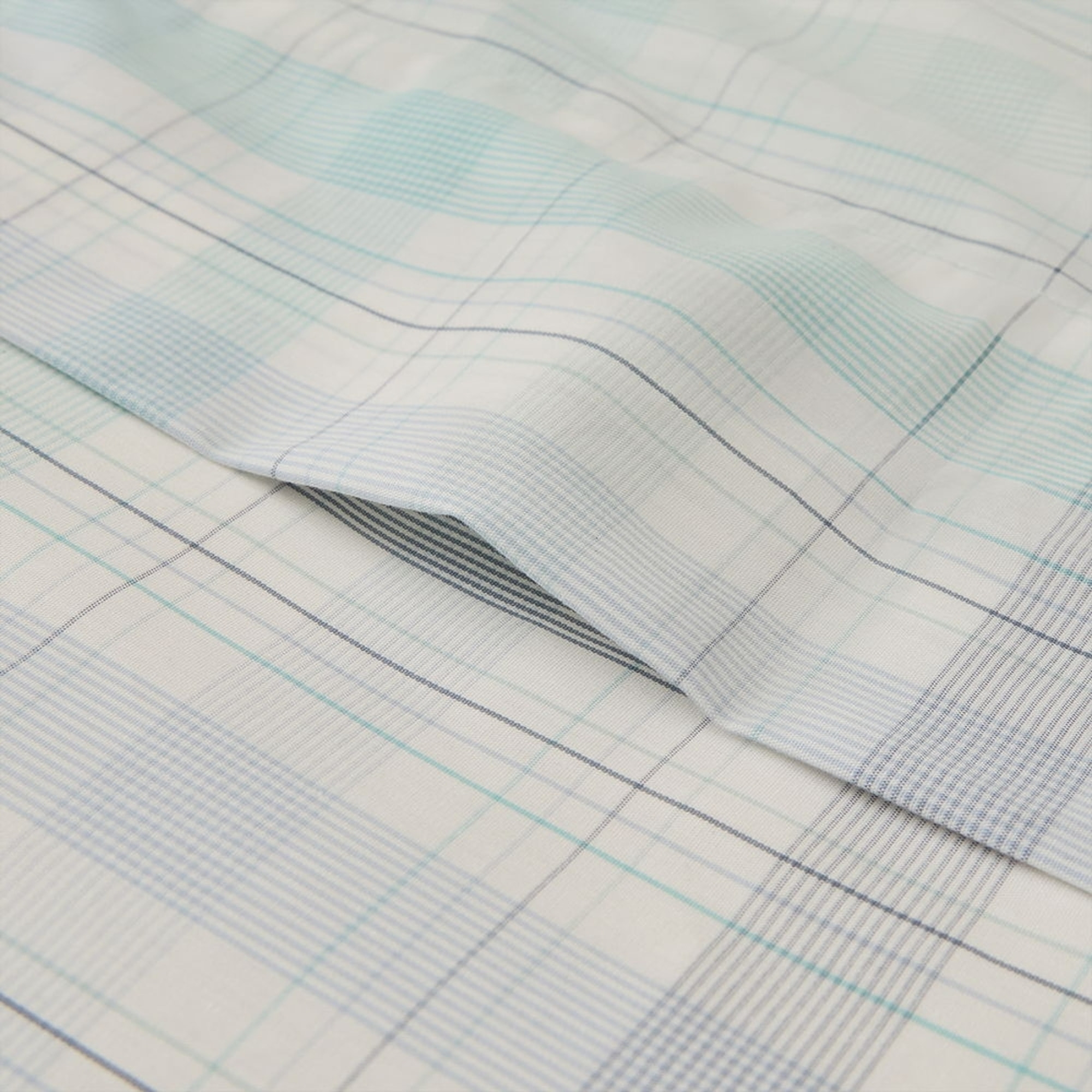 Sábana de algodón 180 hilos cuadros Newren color agua marina 100% Algodón