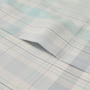 Sábana de algodón 180 hilos cuadros Newren color agua marina 100% Algodón