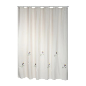 Rideau de douche Coton & Polyester TULIP 180x200cm QUALITE PREMIUM Beige - Anneaux inclus MSV