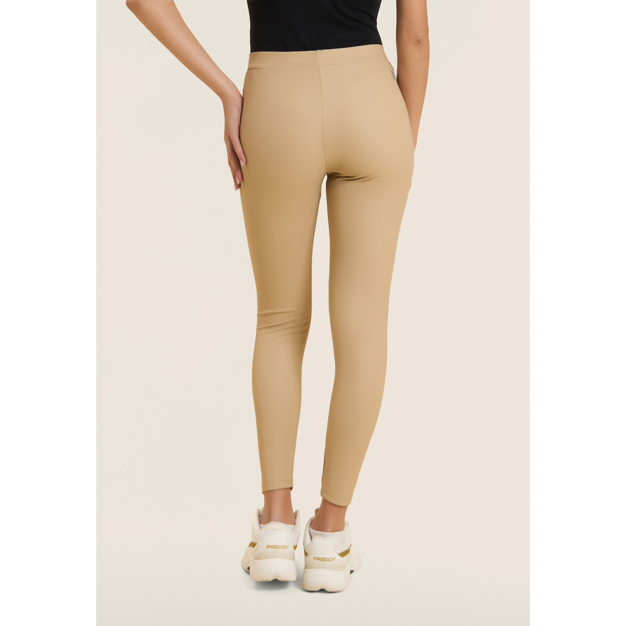 Leggings 7/8 in tessuto coated elasticizzato vita regular