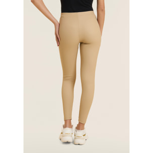 Leggings 7/8 in tessuto coated elasticizzato vita regular