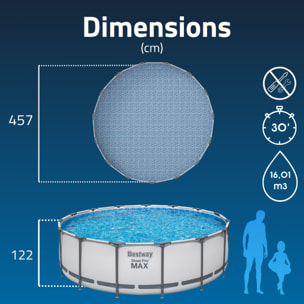 Bestway Piscine hors sol tubulaire ronde Bestway Steel Pro Max 457 x 122 cm gris clair
