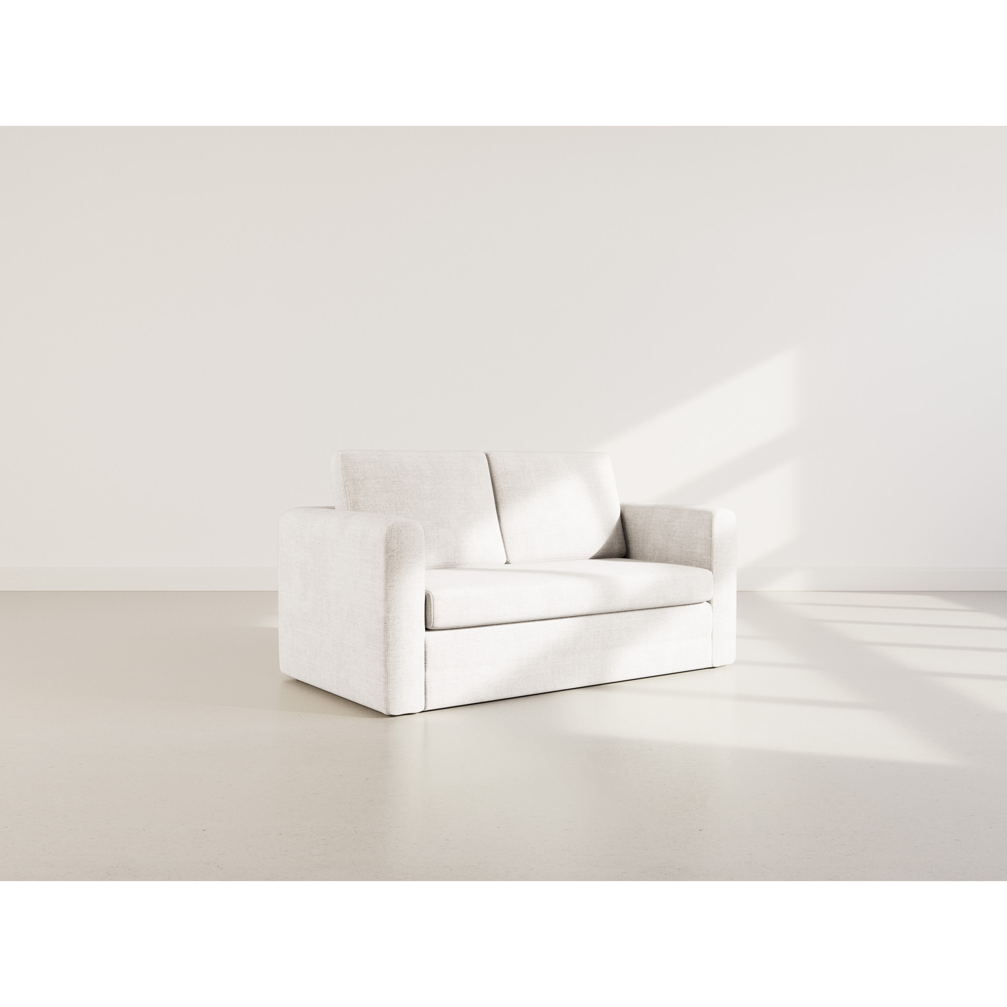 Marilia - Canapé 2 places convertible déplimousse en velours texturé - Beige