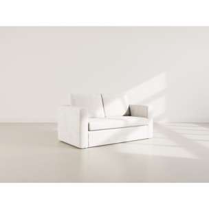 Marilia - Canapé 2 places convertible déplimousse en velours texturé - Beige