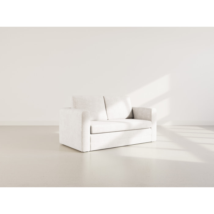Marilia - Canapé 2 places convertible déplimousse en velours texturé - Beige