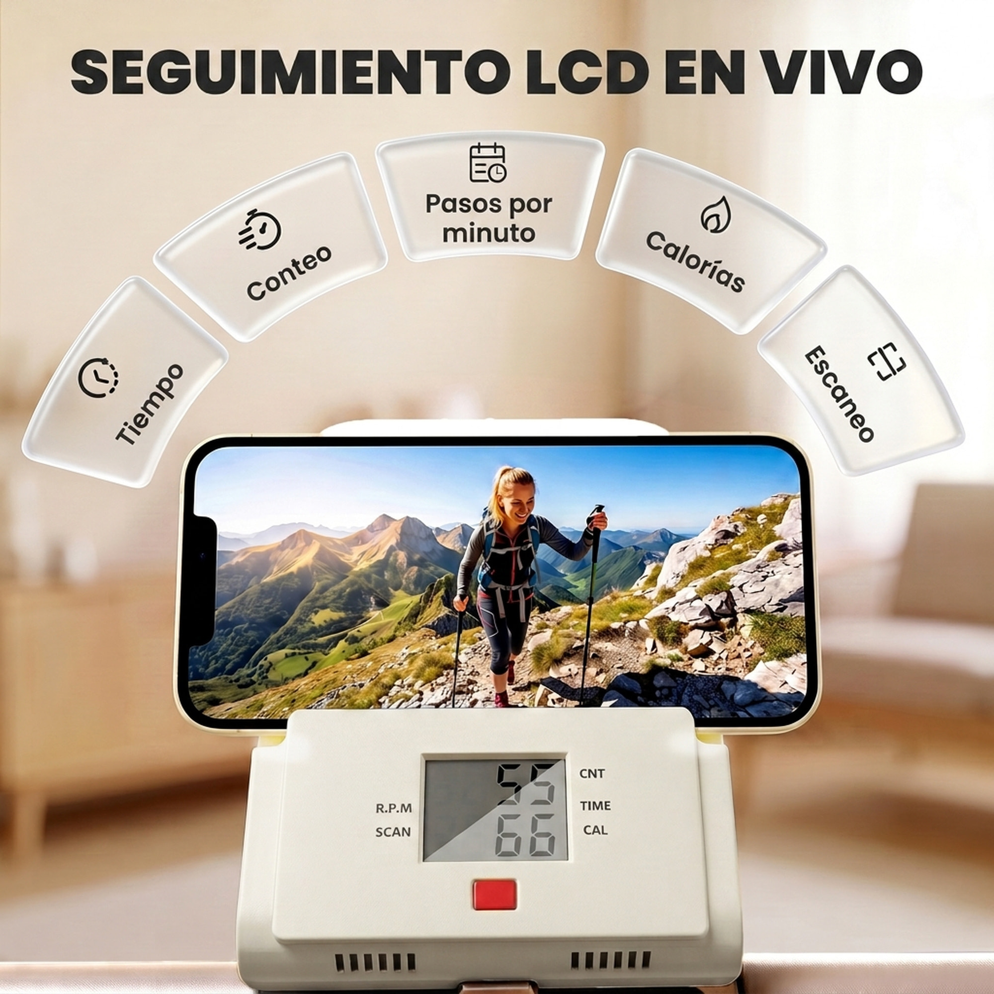 SPORTNOW Stepper de Escalera Plegable con 3 Niveles de Resistencia, Escaladora Vertical con Manillar Ajustable, Máquina de Subir Escaleras con Monitor LCD y Soporte para Móvil, Carga 150 kg para Casa
