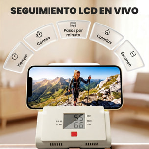 SPORTNOW Stepper de Escalera Plegable con 3 Niveles de Resistencia, Escaladora Vertical con Manillar Ajustable, Máquina de Subir Escaleras con Monitor LCD y Soporte para Móvil, Carga 150 kg para Casa
