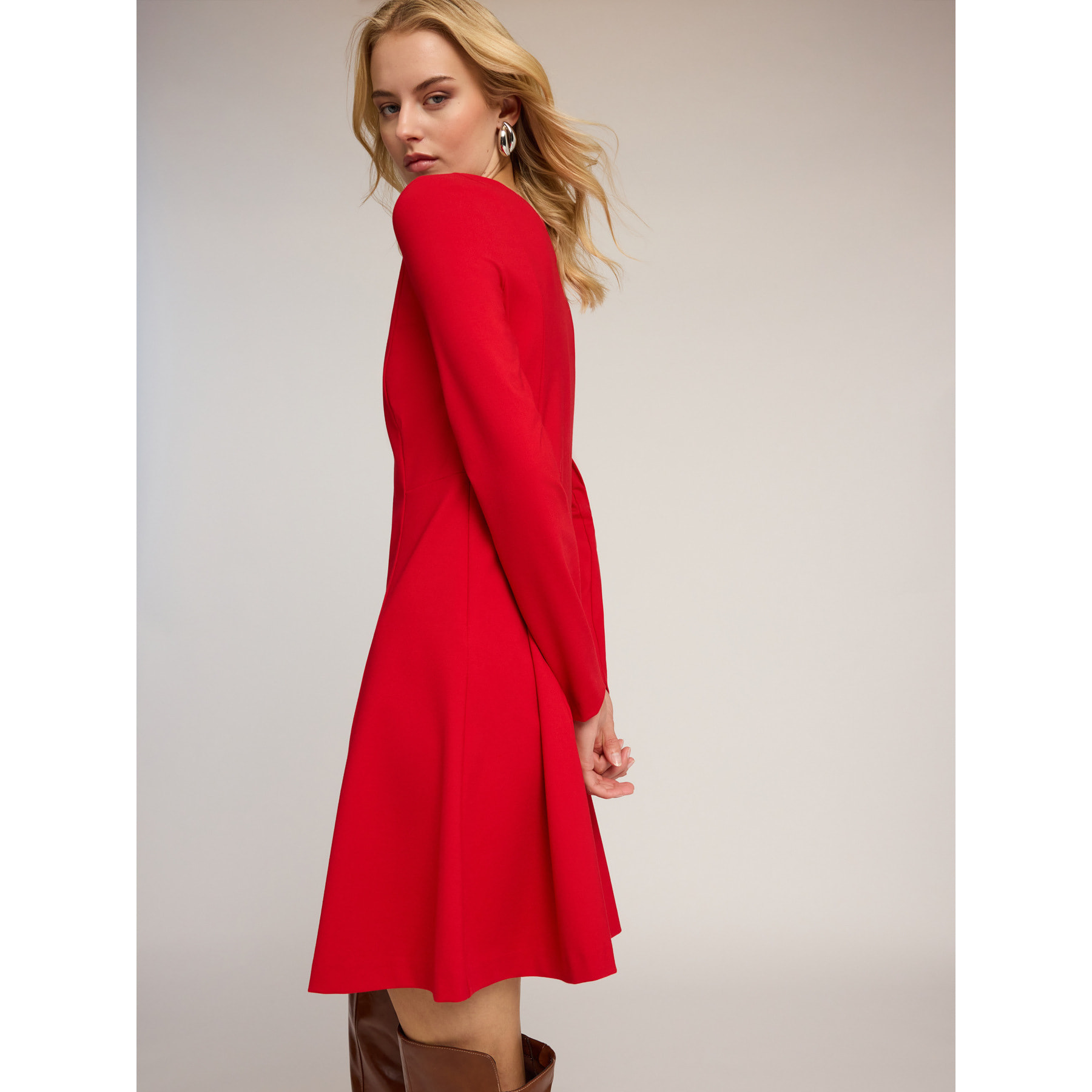 Motivi - Vestido flare en punto milano - Rojo