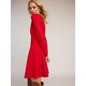 Motivi - Vestido flare en punto milano - Rojo
