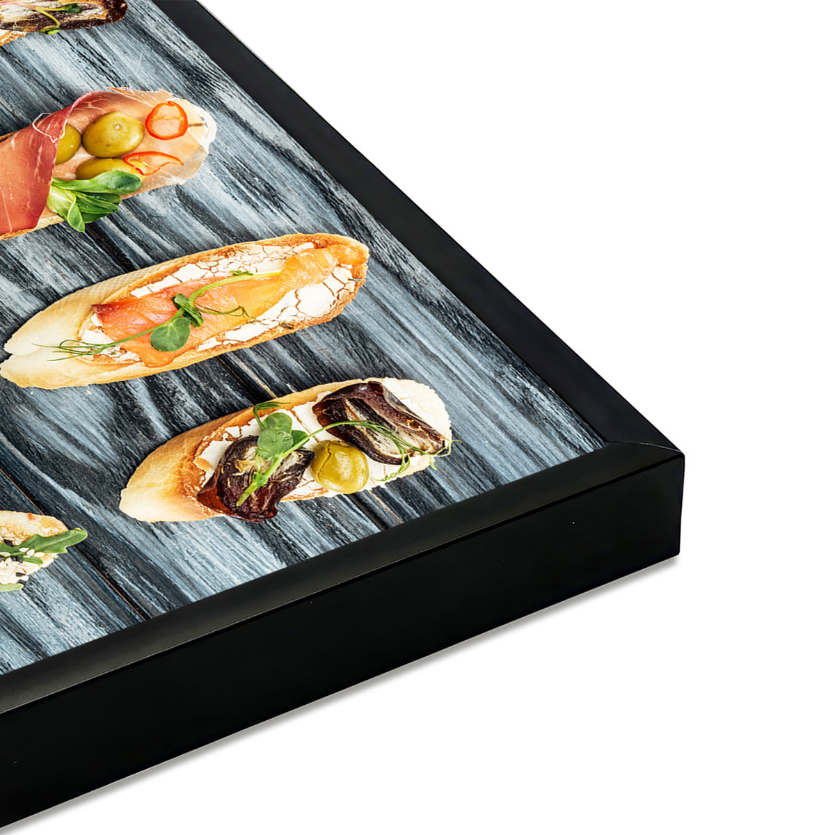 Affiche encadrée tapas et bruschettas gourmandes Affiche + cadre en métal - Noir