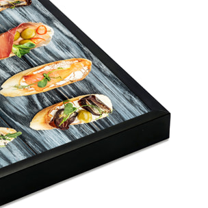 Affiche encadrée tapas et bruschettas gourmandes Affiche + cadre en métal - Noir