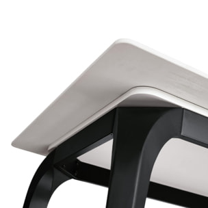Tavolo ALERIA in ceramica, effetto marmo bianco e gambe in metallo verniciato nero, fisso 140x80x76 cm