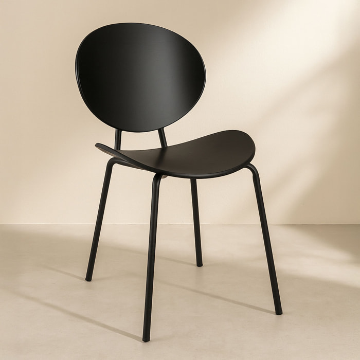 Lot de 2 chaises en bois et pieds en métal noir GASPARD