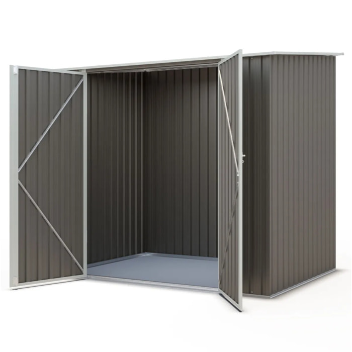 Abri de jardin métal taupe 2,94 m² + kit d'ancrage