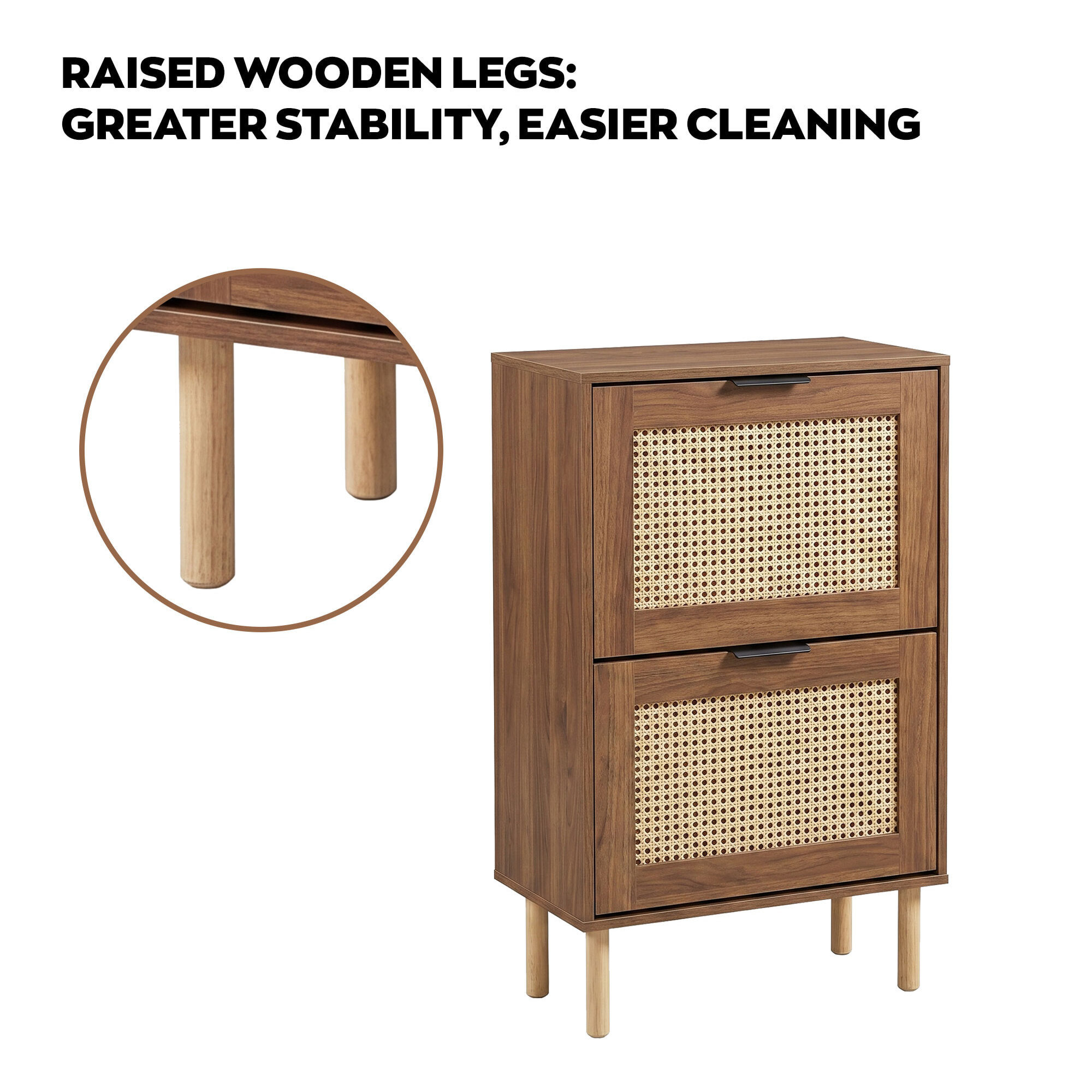 Yssor - Scarpiera 2 ripiani 55x89x25 cm 12 paia per ingresso camera letto in legno e rattan