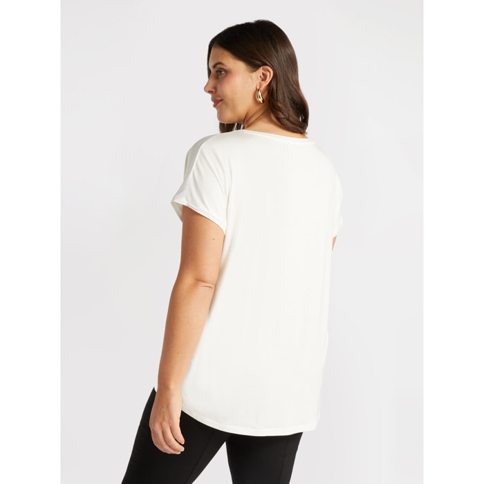 Fiorella Rubino - T-shirt in raso e jersey - Bianco