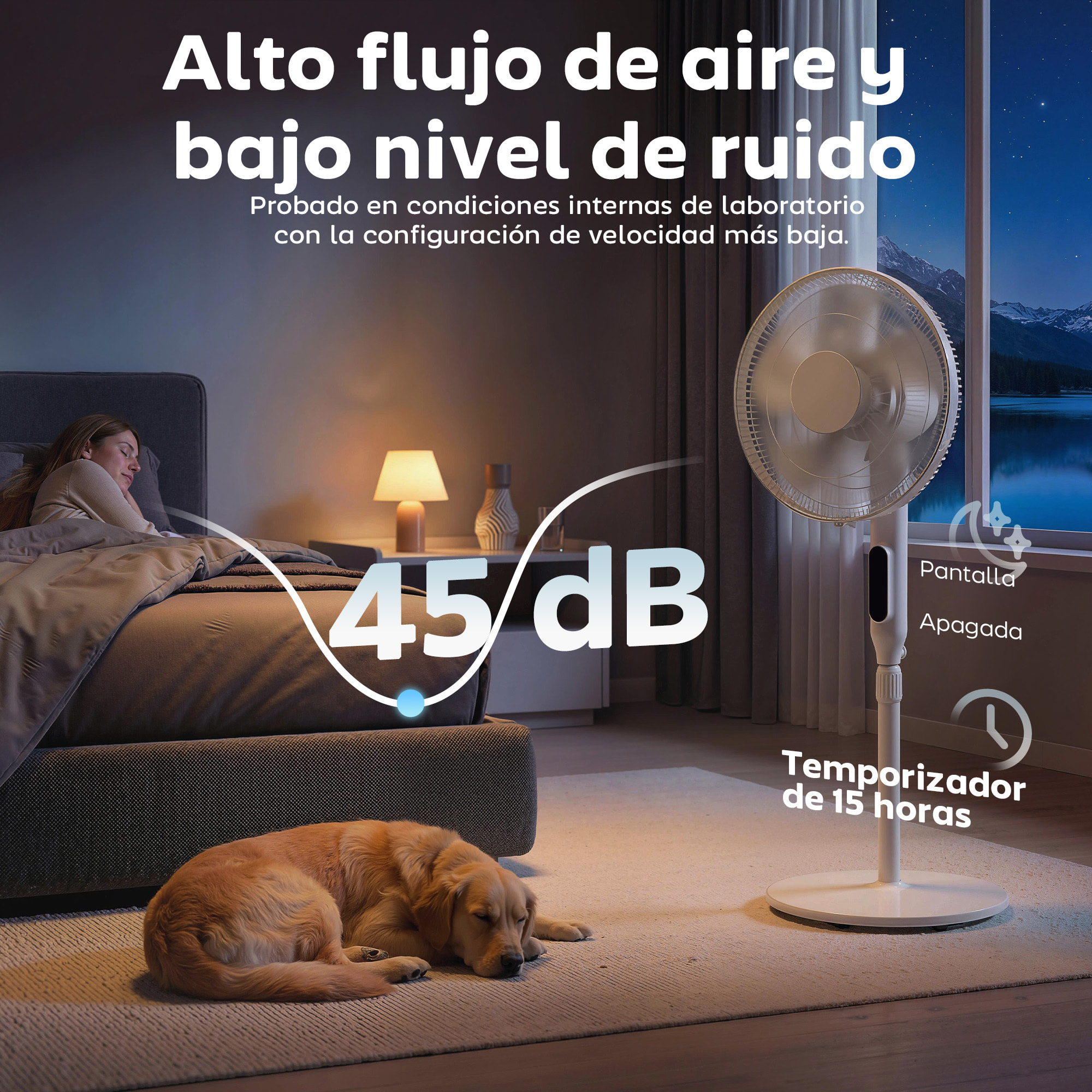 Ventilador de Pie con Control Remoto y Función Wifi, Ventilador de Pedestal Silencioso con Altura Ajustable, 3 Velocidades, 3 Modos, Oscilación 85°, Temporizador 15H y Pantalla LED, 50W, Blanco