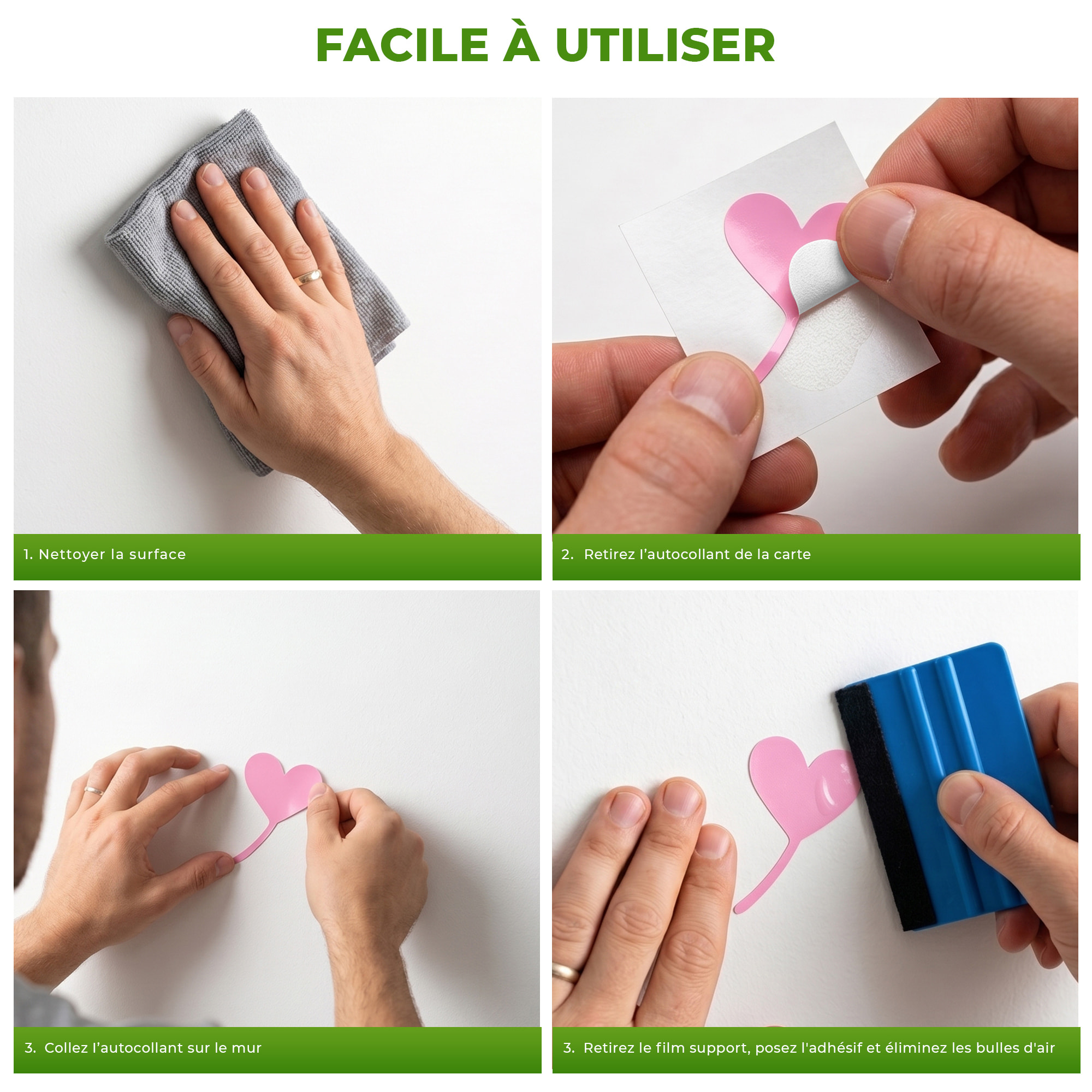 Stickers Muraux décoration adhésifs coeur en fleur rose