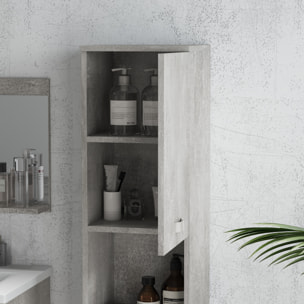 Conjunto de Muebles de Baño de Pared 3 Piezas Incluye Espejo Armario con Lavabo Cerámico y Columna Auxiliar de Baño Estilo Moderno Gris