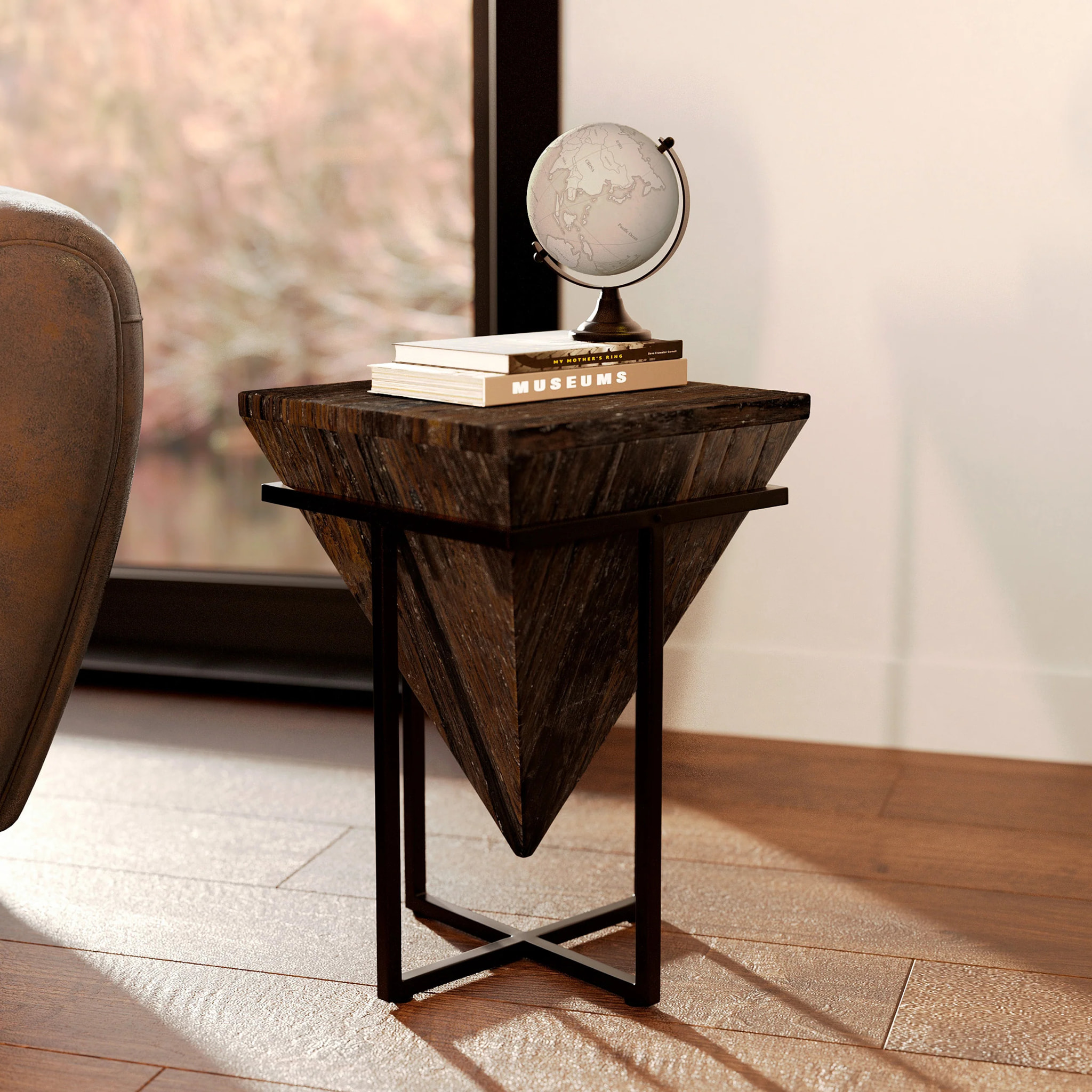 Petite table d'appoint en bois et métal - Shanghai