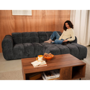Mini Ray - Canapé d'angle droit 4 places en tissu texturé - Gris Anthracite