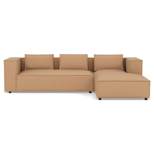 Stella - canapé d'angle droit 4 places en simili - Taupe