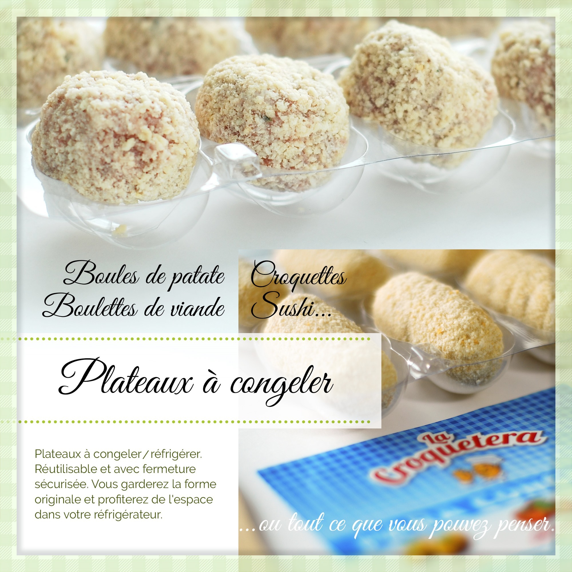 Pack 40 bandejas apilables y reutilizables para 200 masas (croquetas, albóndigas, bolas, etc.)-  La croquetera : patentado y fabricado en España