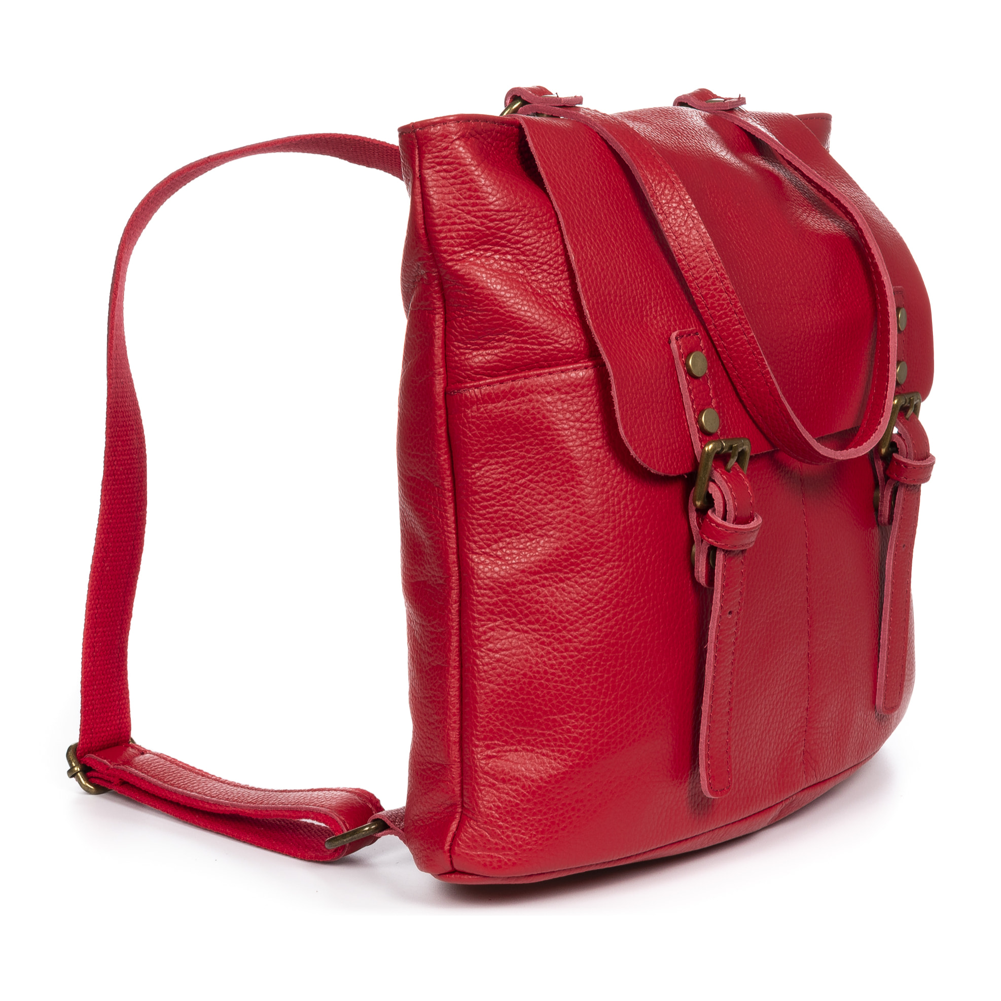 FIRENZE ARTEGIANI Amatre Borsa zaino da donna. Dollaro vera pelle Made in Italy 36x15x32 Cm. colore rosso