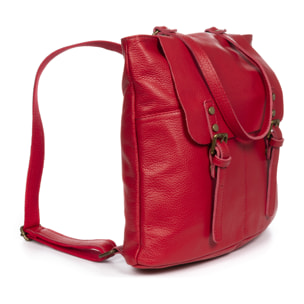 FIRENZE ARTEGIANI Amatre Borsa zaino da donna. Dollaro vera pelle Made in Italy 36x15x32 Cm. colore rosso