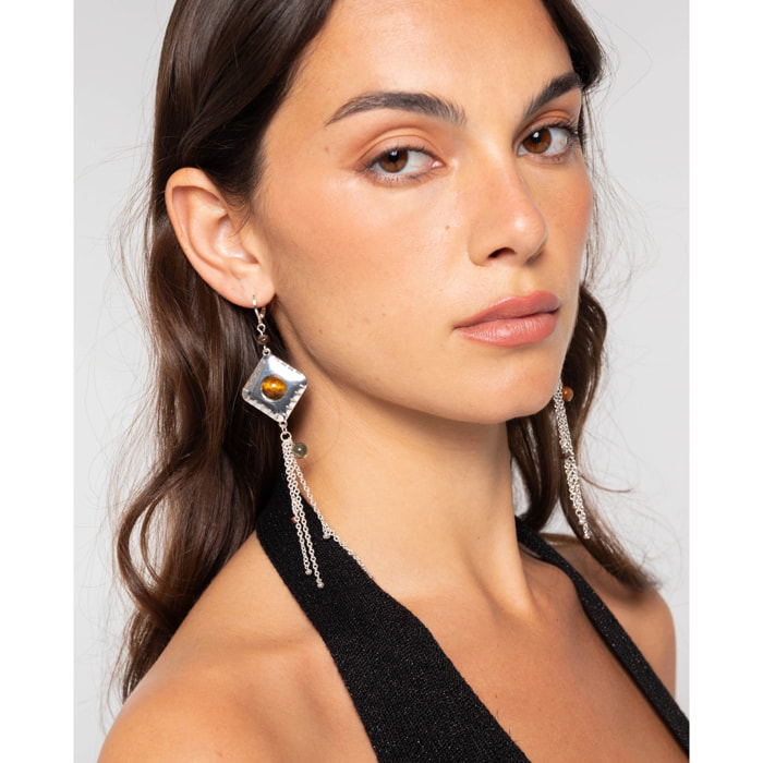 Pendientes de mujer de acero con piedras naturales